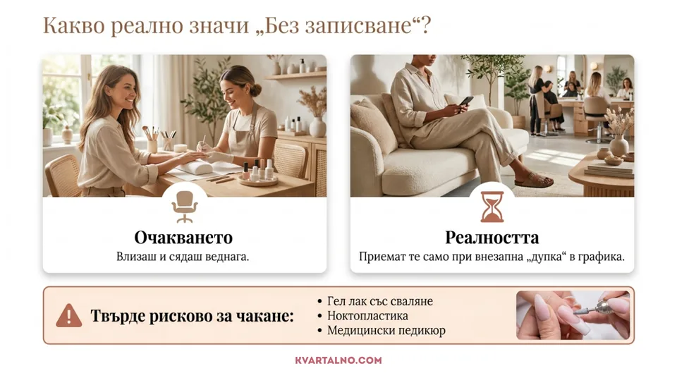 Инфографика какво реално означава без записване при маникюр наблизо