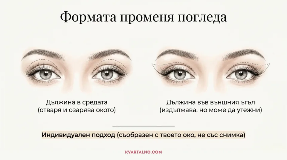 Инфографика как формата на поставените мигли променя погледа